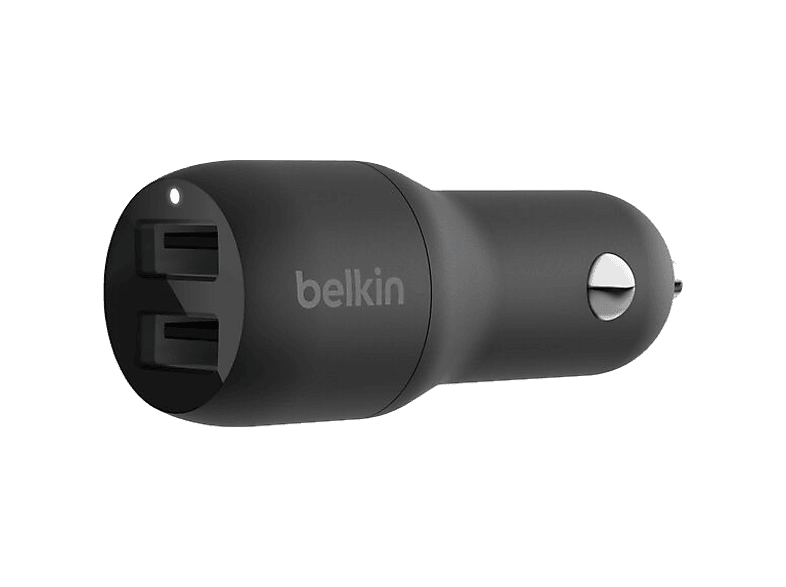 Cargador USB para coche - Belkin CCB001btBK, Dispositivos con carga USB-A, Doble puerto, 24W 12 vatios por Negro