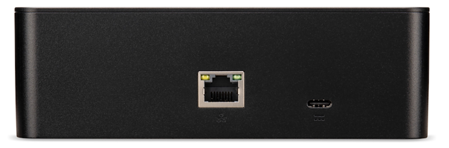 Carcasa negra con puerto Ethernet y puerto USB-C.