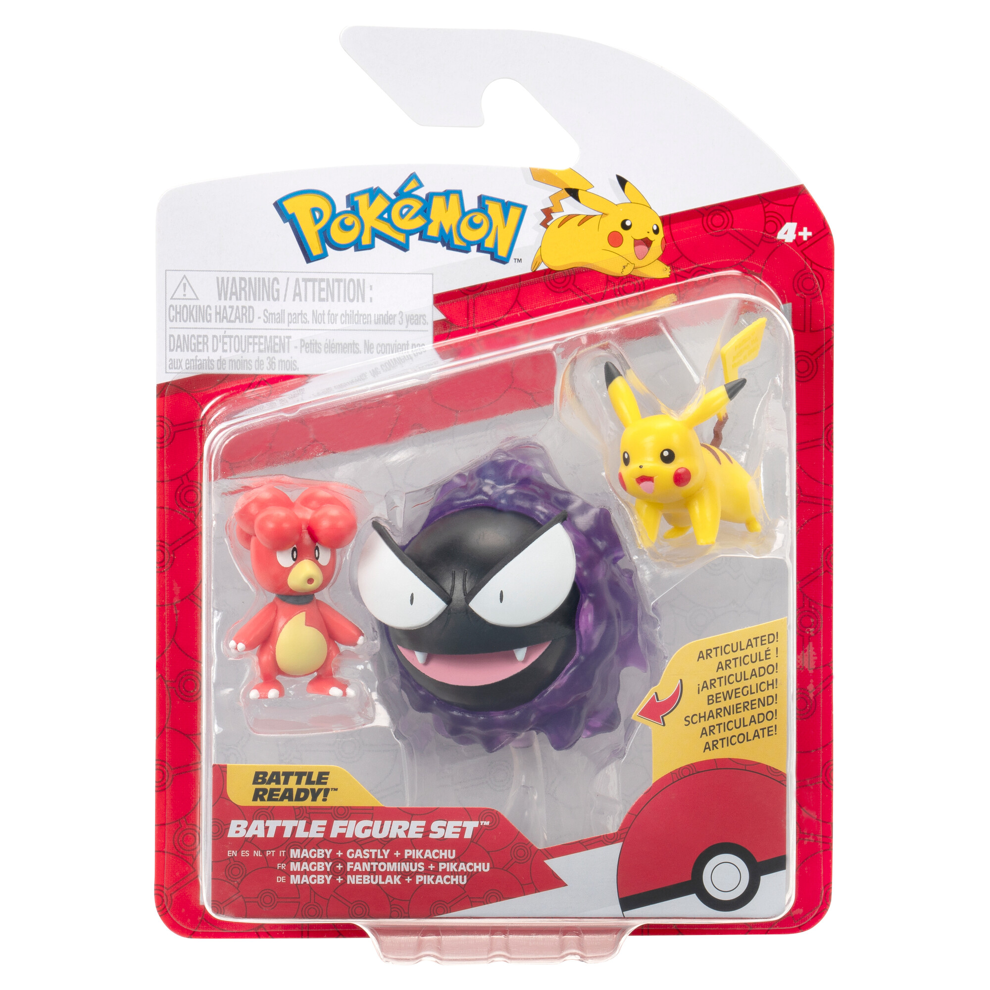 JAZWARES Pokémon 3 db-os figura csomag - Magby, Pikachu, Gastly (PKW4082)