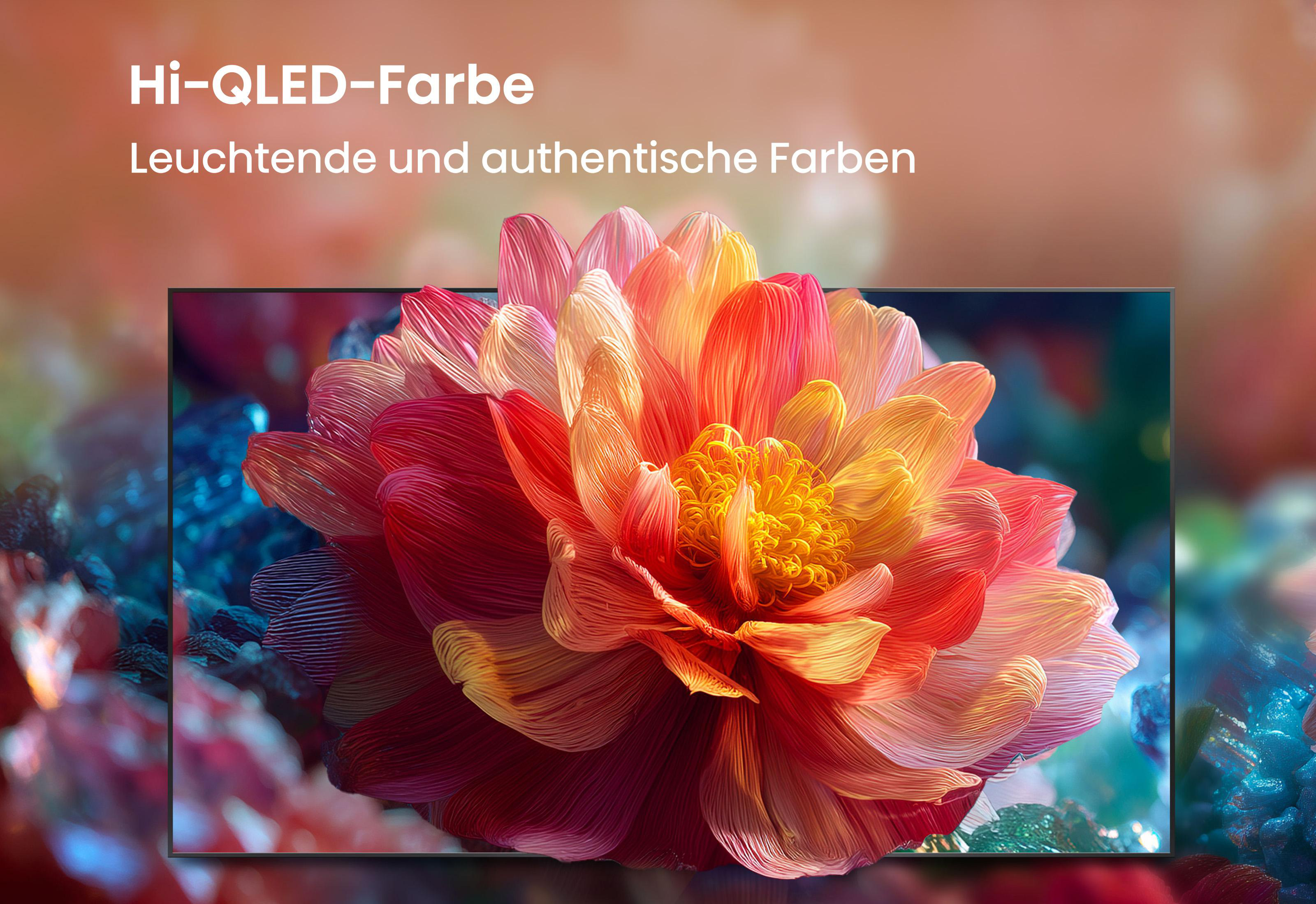 Ein großer, detaillierter Pfingstrosenblütenkopf in Orange- und Rottönen.