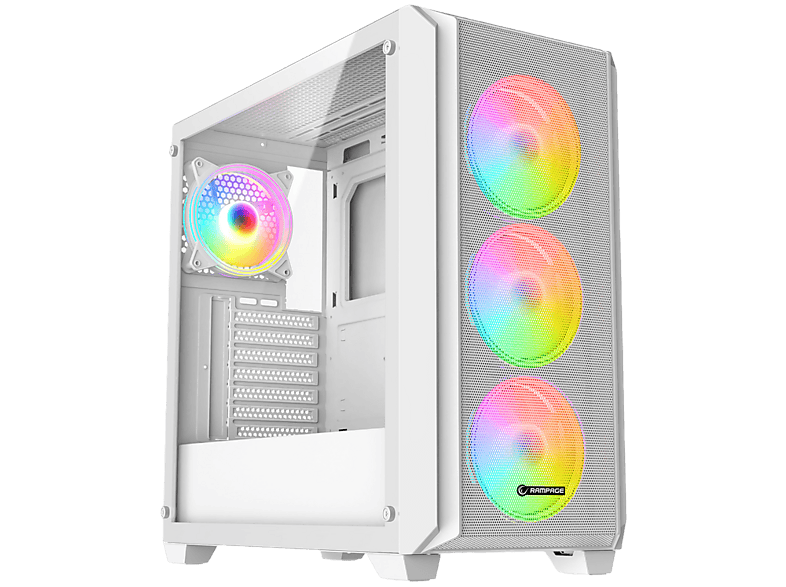 RAMPAGE Elysian Mesh 850W 80 Plus Bronze 4*12cm ARGB Fan Temperli Camlı Mid-T Oyuncu Kasası Beyaz