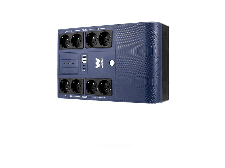 SAI | Woxter Multibase UPS 800 VA, 8 Tomas Schuko, Batería de 12V