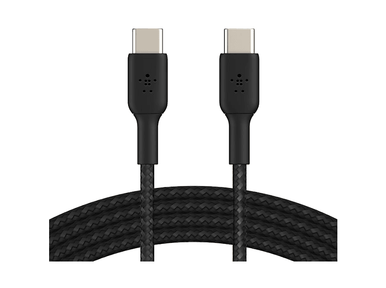 Cable USB - Belkin trenzado USB-C a USB-C, 15cm, Compatibilidad Universal, 60W, Negro