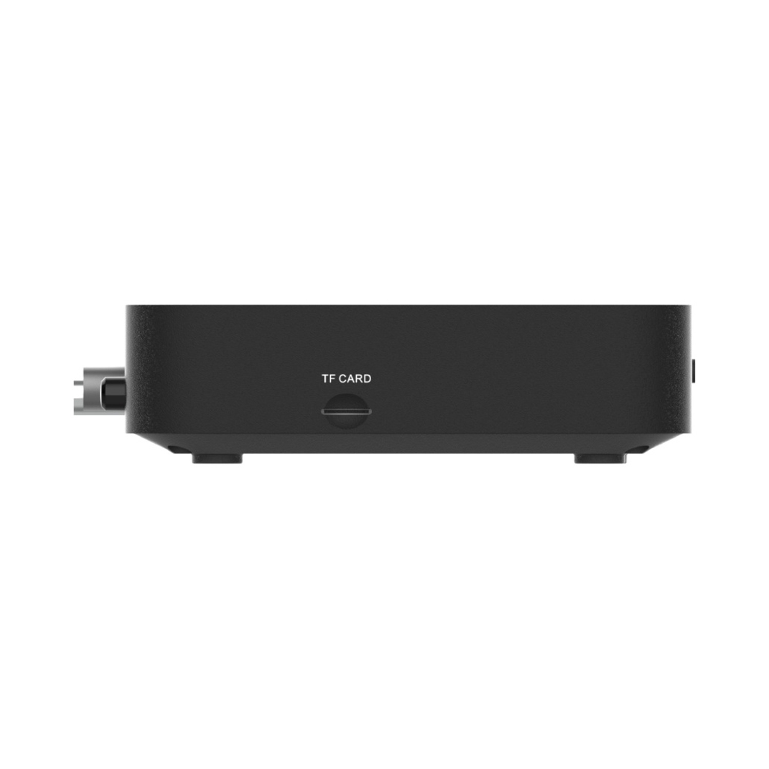 Dispositivo elettronico nero con slot per scheda TF e connettore.