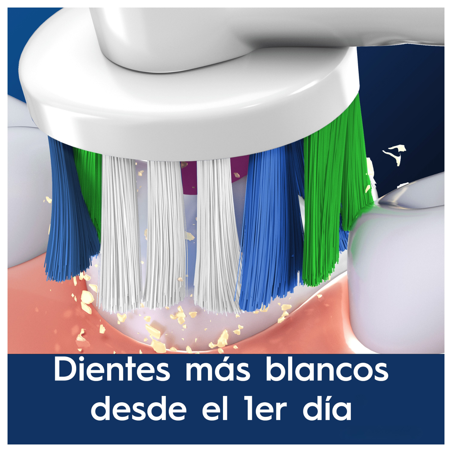 Hasta un 100% más de eliminación de placa vs un cepillo manual.