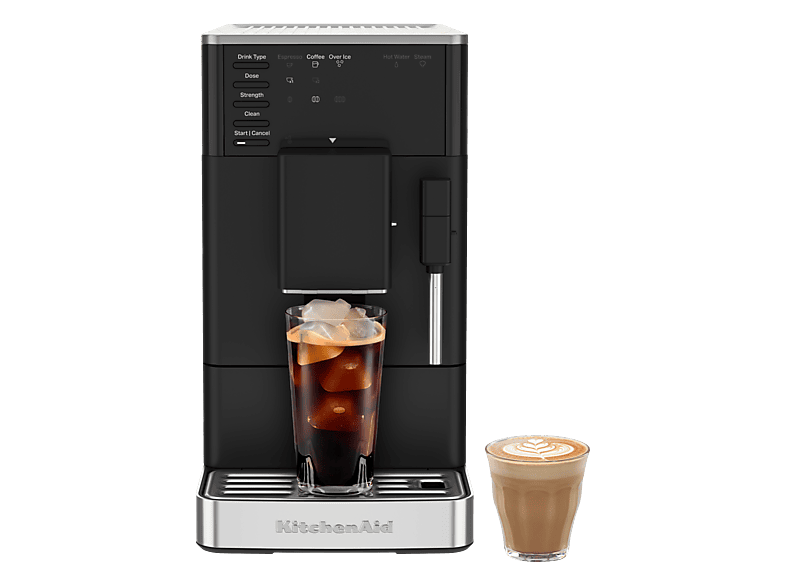 Kitchen Aid 5KES8452EBM KF2 Kaffeevollautomat mit Iced Coffee (Matt Schwarz, IntelliGrind,18 bar, Dampfdüse)