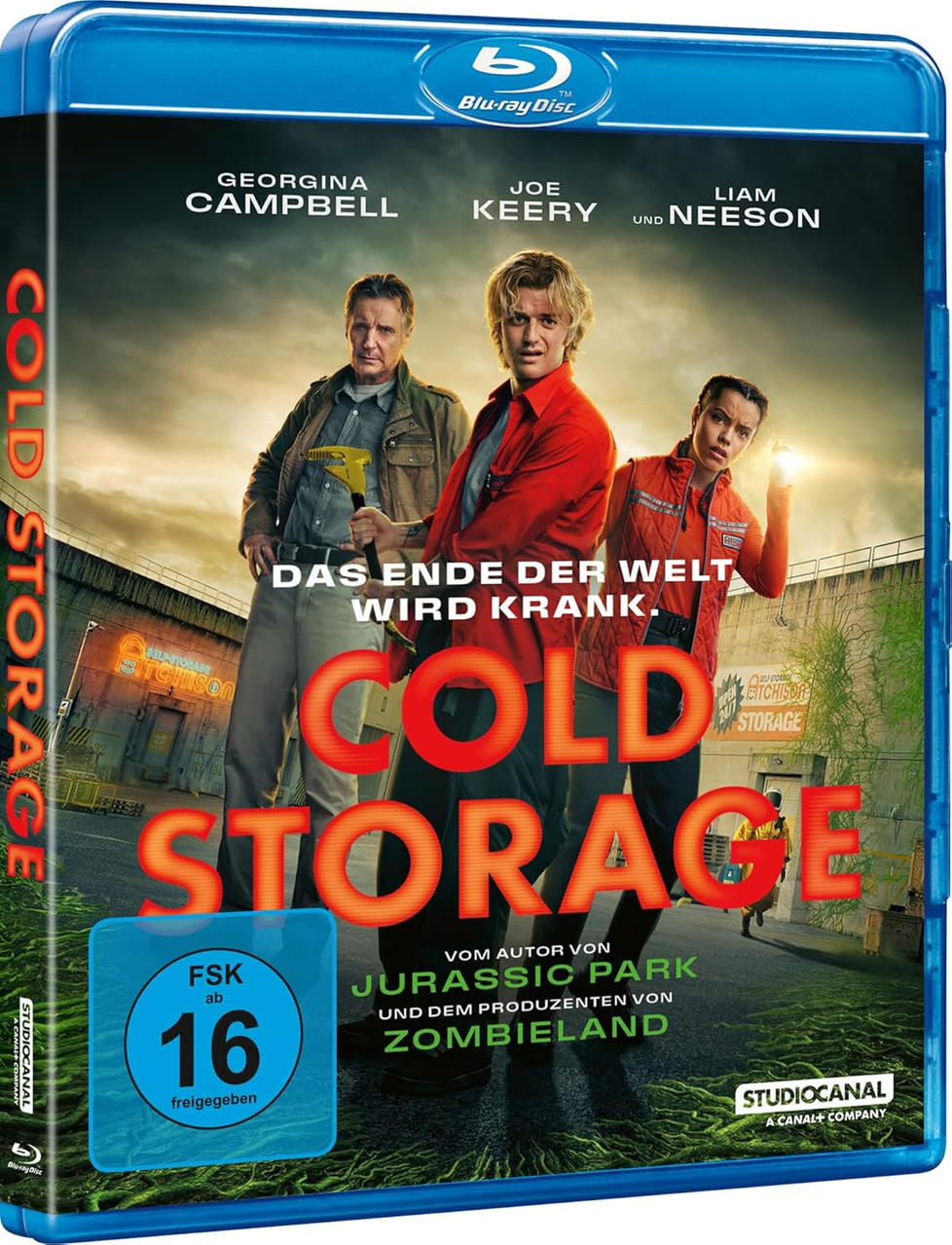 Filmplakat "Cold Storage" mit Liam Neeson, Joe Keery und Georgina Campbell.