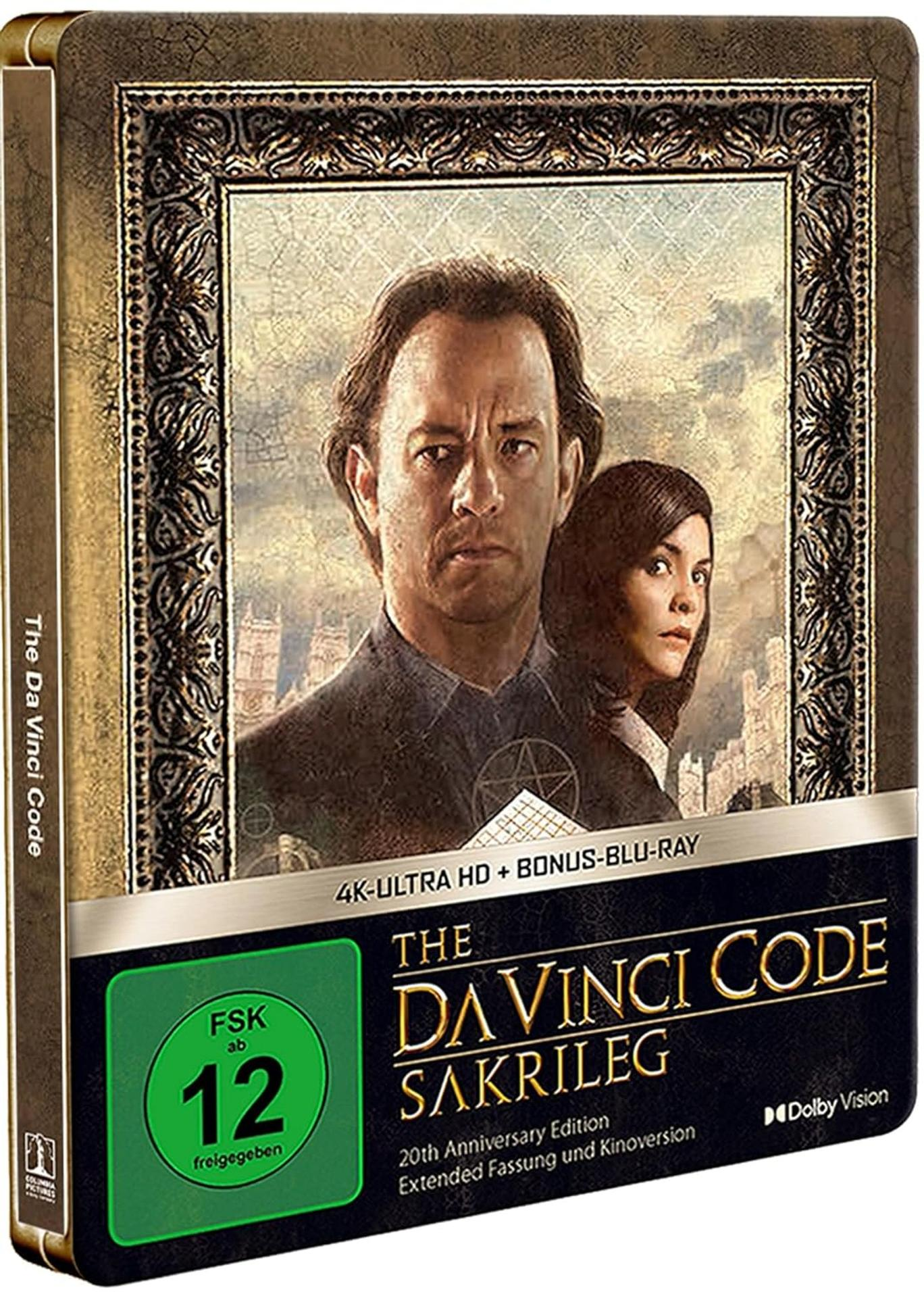 Das Da Vinci Code 4K Blu-ray Cover mit Tom Hanks und Audrey Tautou.