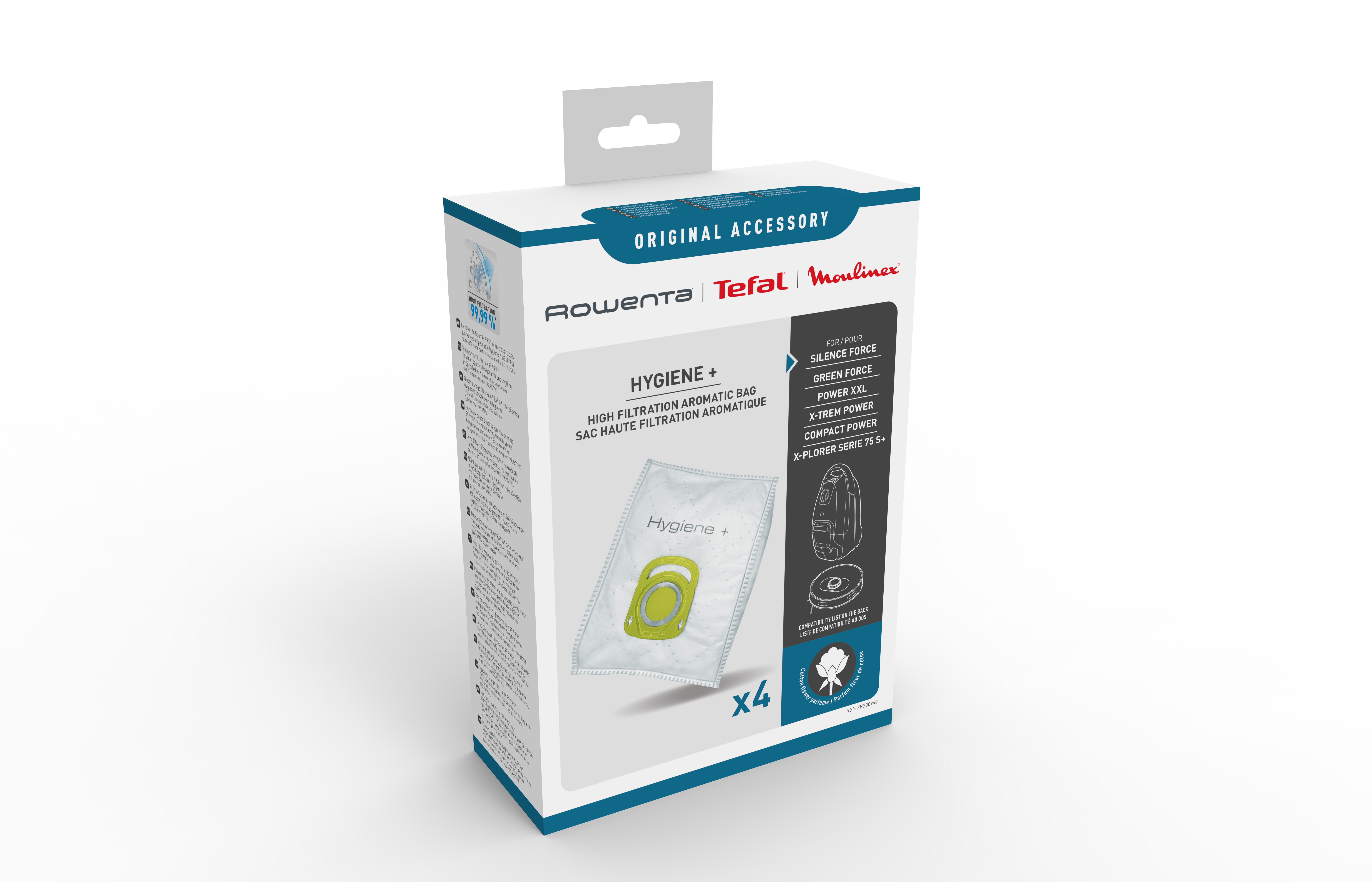 Rowenta Hygiene+ aroma tasak csomagolás 99,99%-os szűréssel.