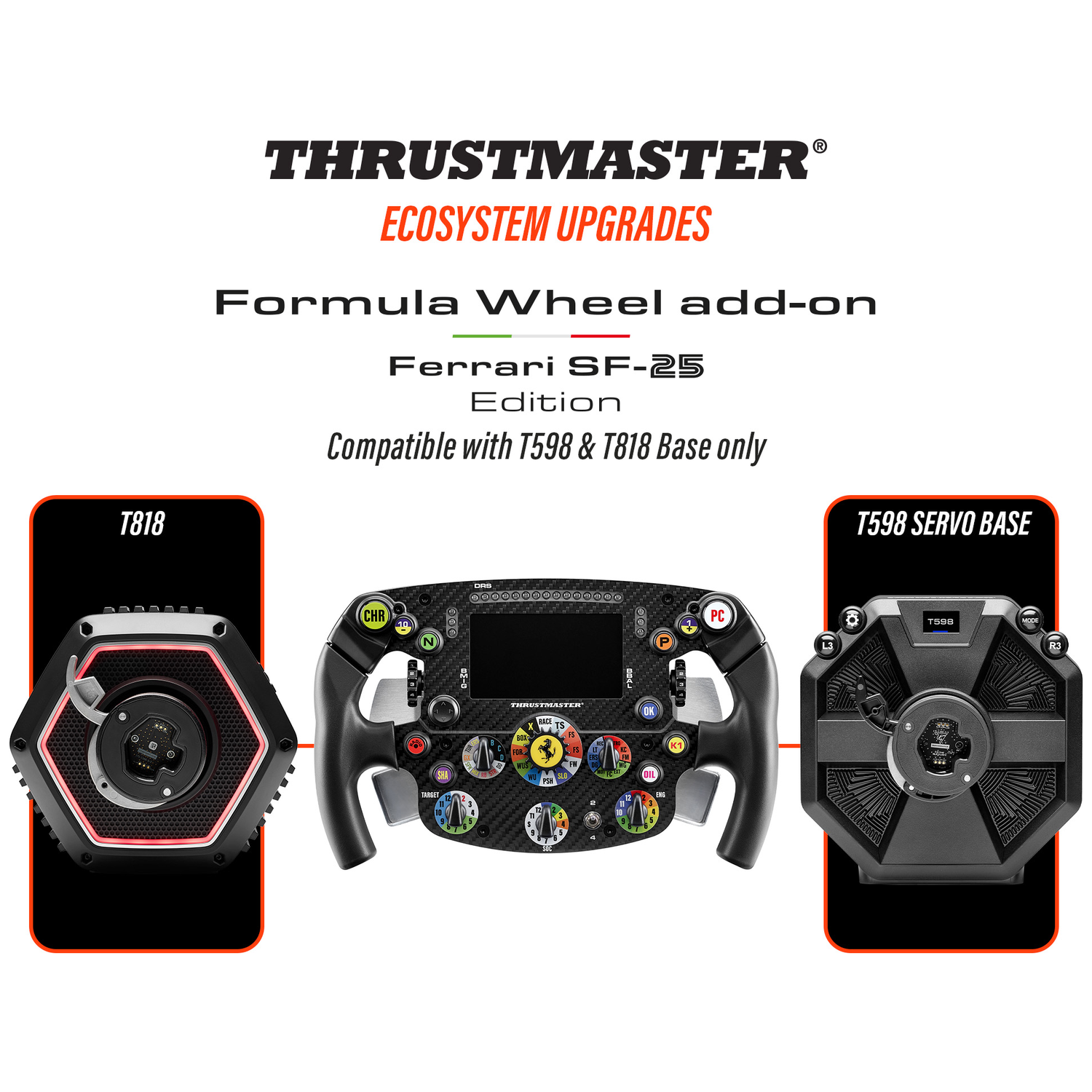 Thrustmaster Formule Wiel met T818 en T598 servo bases.