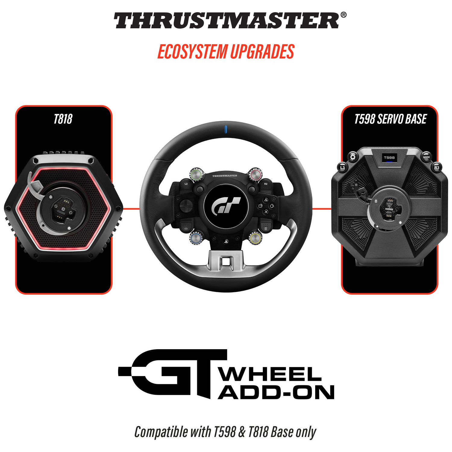 Thrustmaster T818, T598 servobasis en GT stuurmodule.