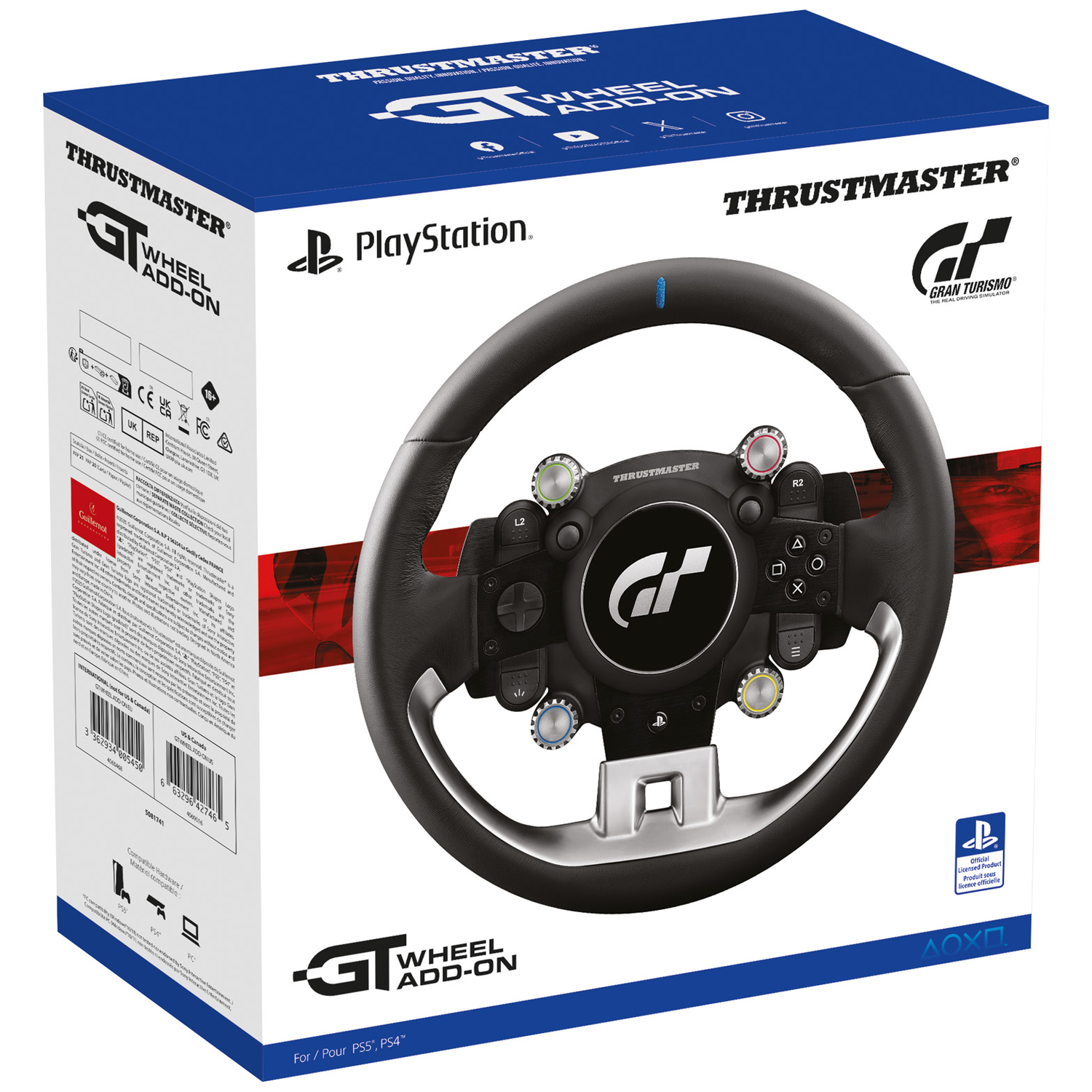 Doos van een Thrustmaster GT Wheel Add-On race stuur voor PlayStation.