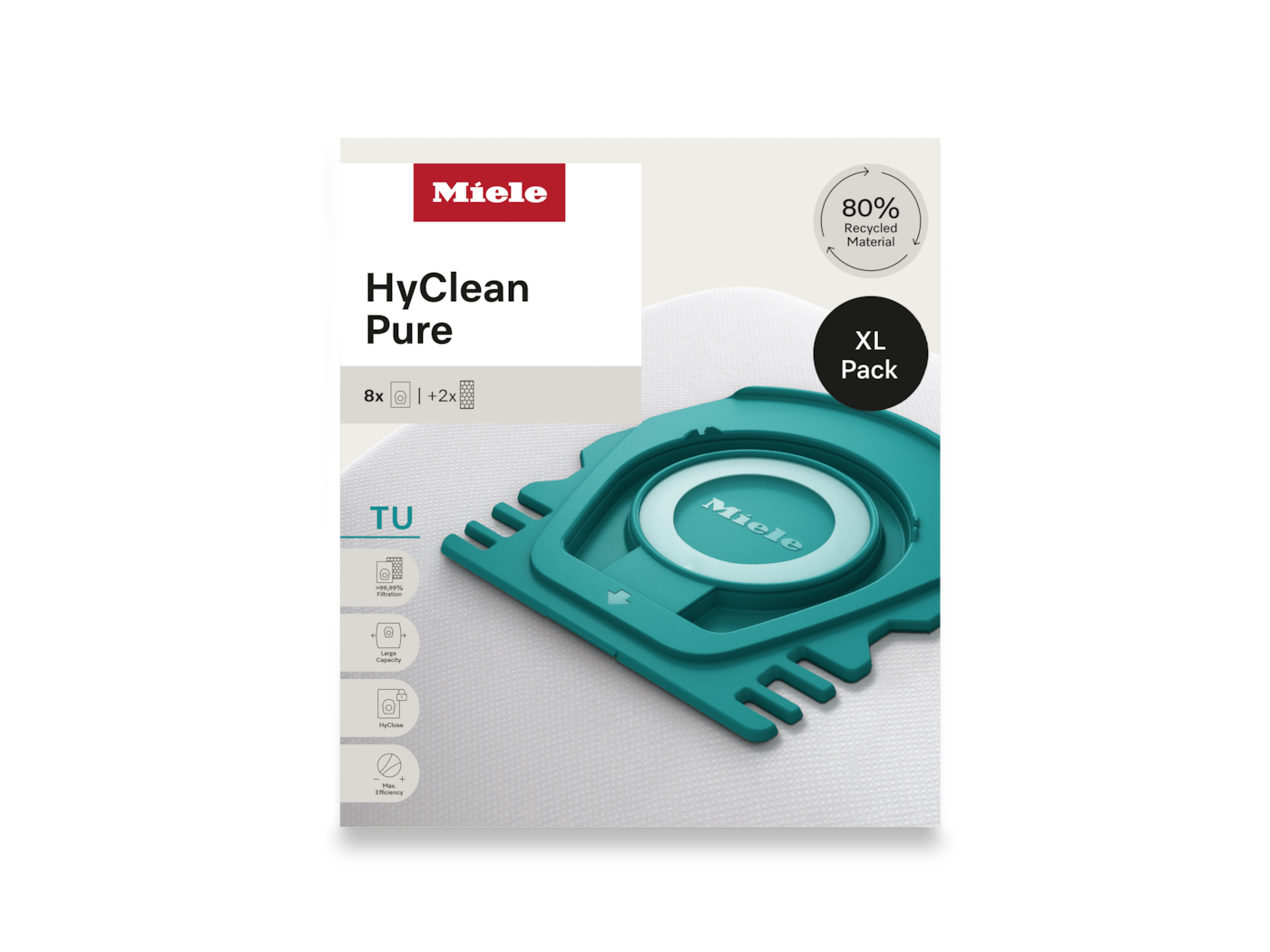 Miele HyClean Pure Staubsaugerbeutel, XL Pack, 80% recyceltes Material.