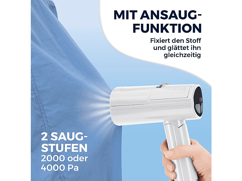 Cleanmaxx 19907 Dampfglätter mit Ansaugfunktion, Klappbar (1500 Watt, 200 ml Wassertank, Weiß) — Foto 4 von 5