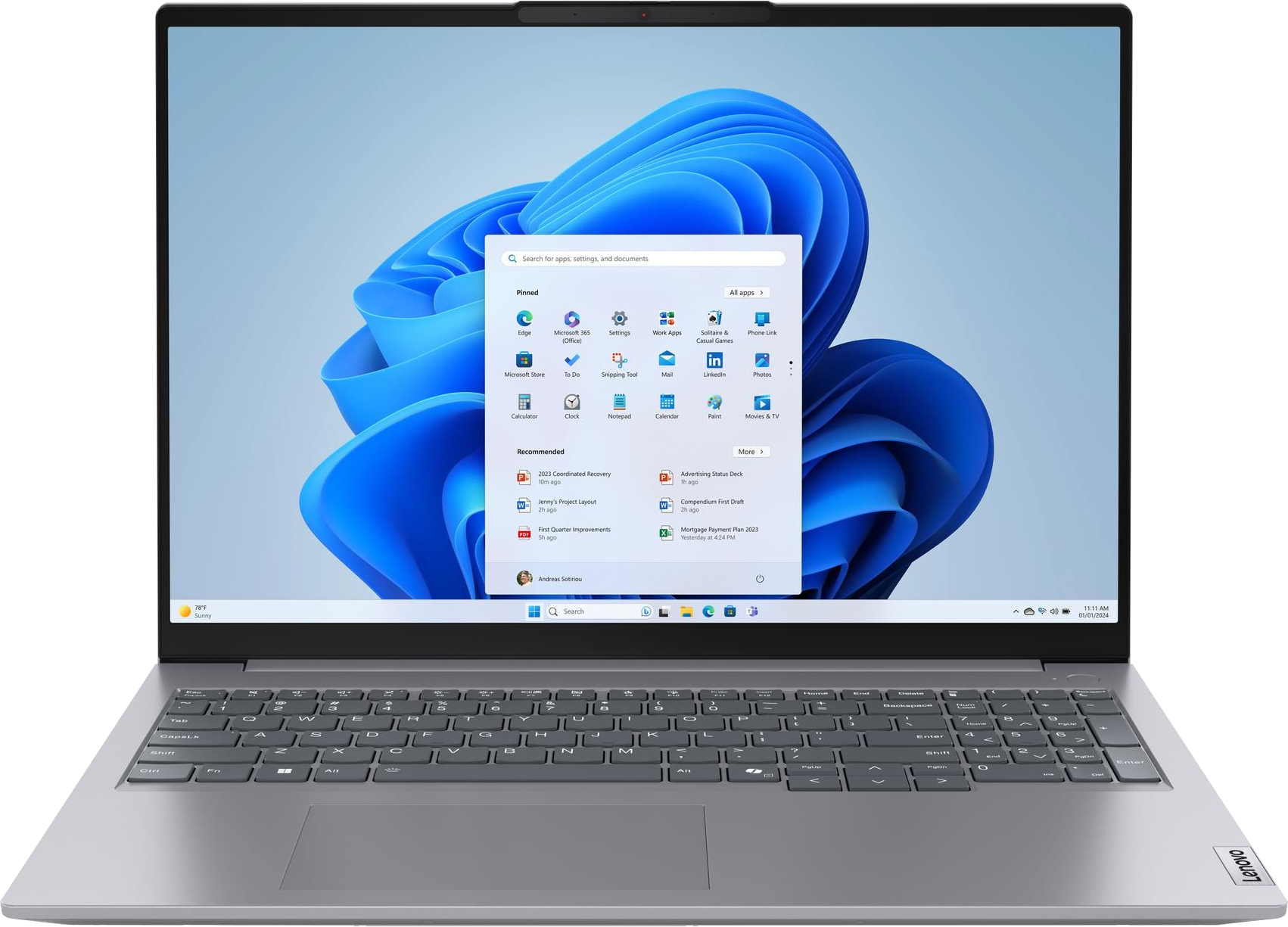 LENOVO ThinkBook 16 G7 ARP 21MW007GHV Szürke Laptop (16" WUXGA /Ryzen7/32GB/512 GB SSD/DOS)