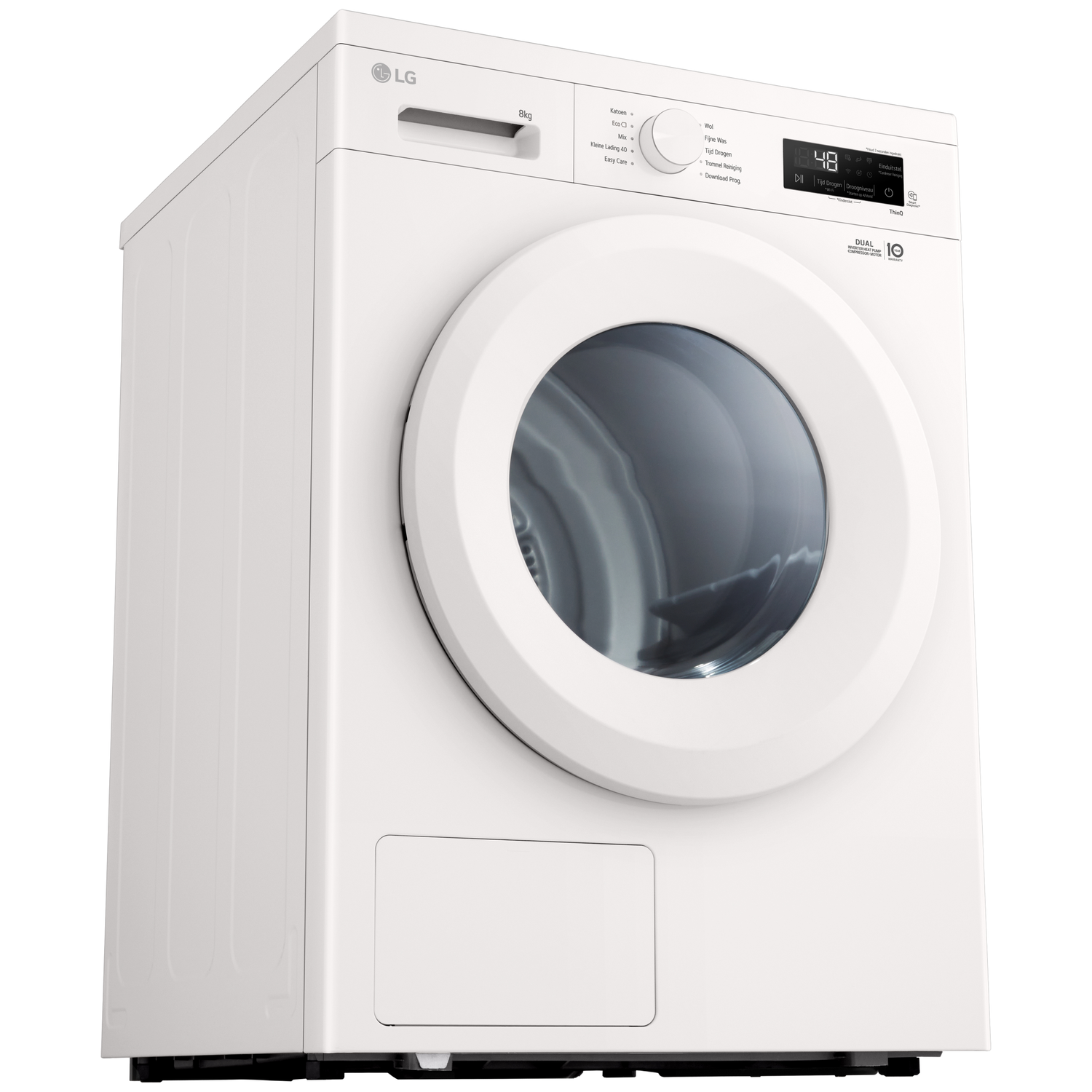Une machine à laver LG blanche de 8kg avec écran numérique.