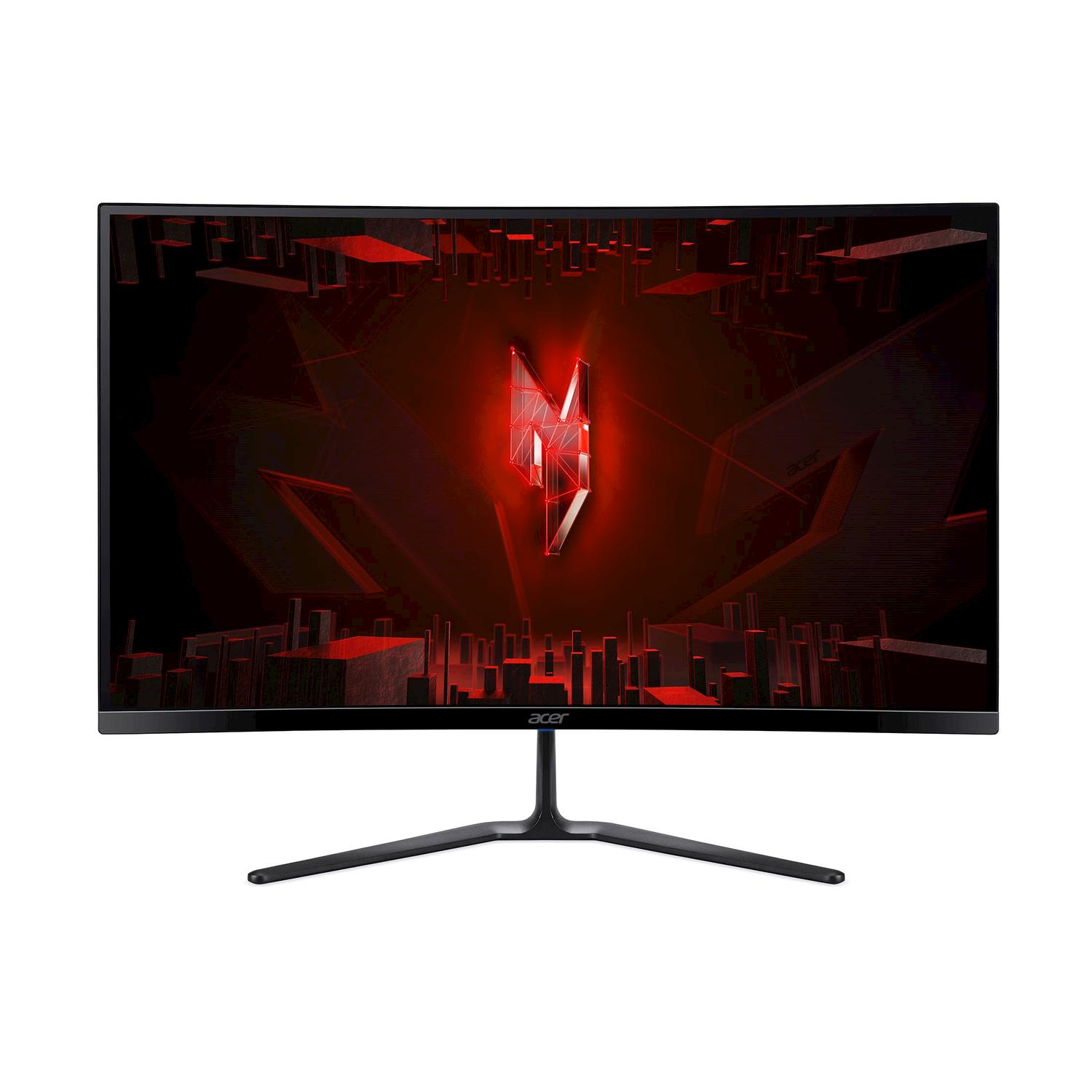 Un monitor da gioco curvo Acer con logo rosso sullo schermo.