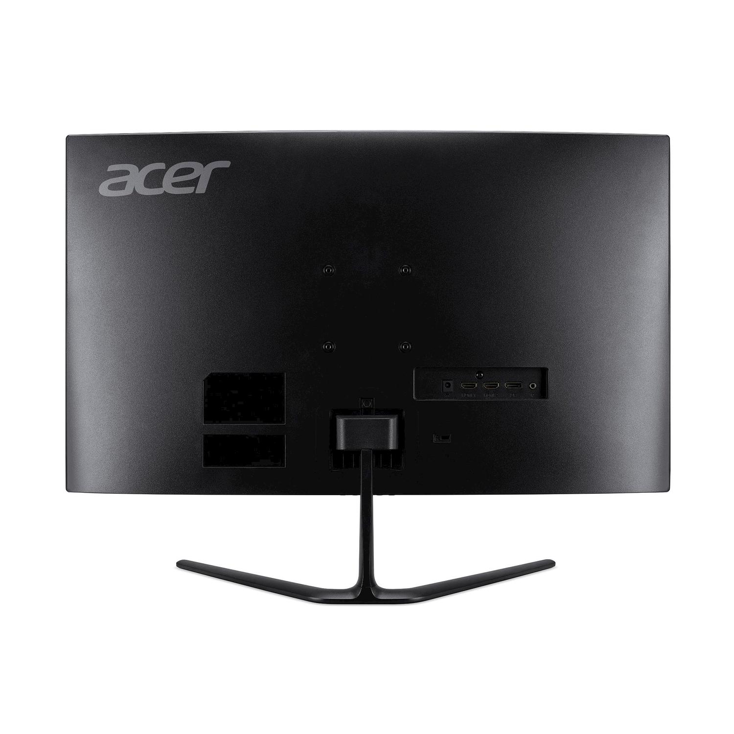 Retro di un monitor Acer nero con porte e un supporto elegante.