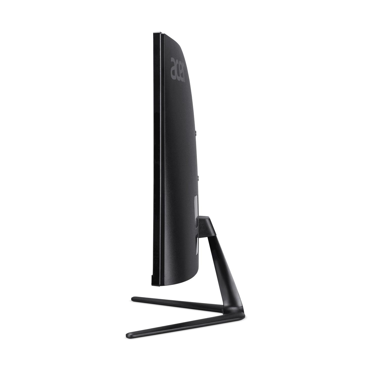Monitor nero di profilo, con logo Acer e supporto sottile.