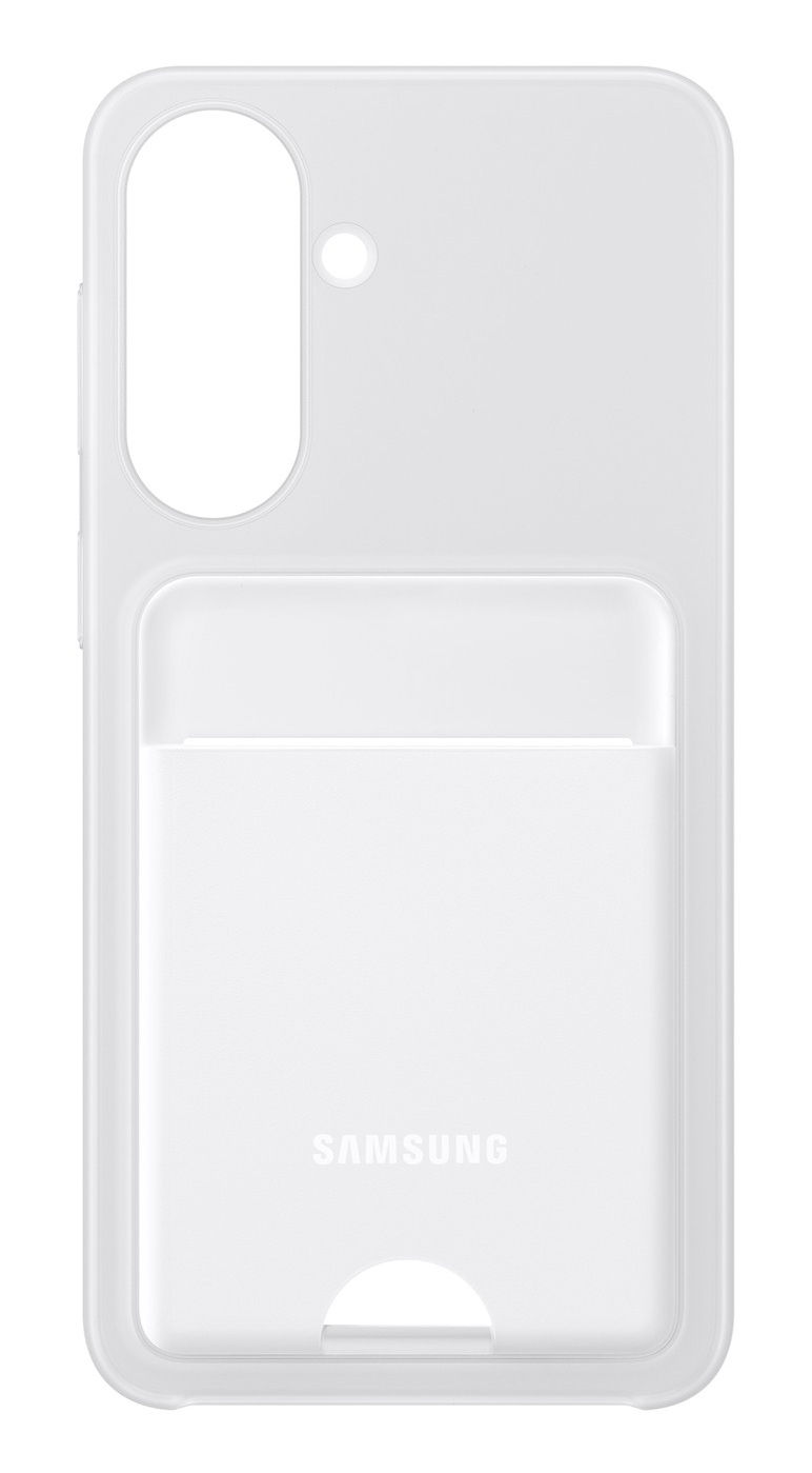 Przezroczyste etui na telefon Samsung z kieszonką.