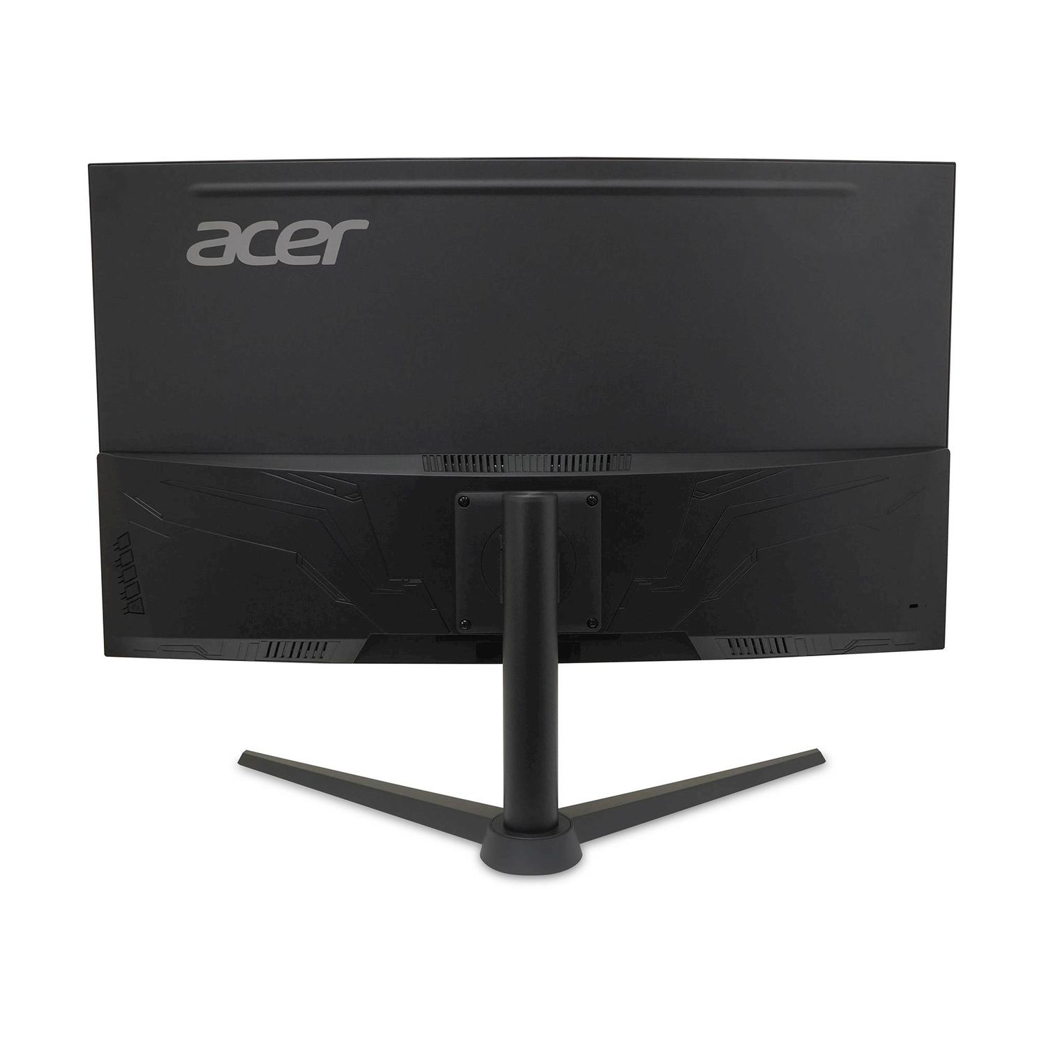 Vista posteriore di un monitor Acer nero con supporto a tre gambe.