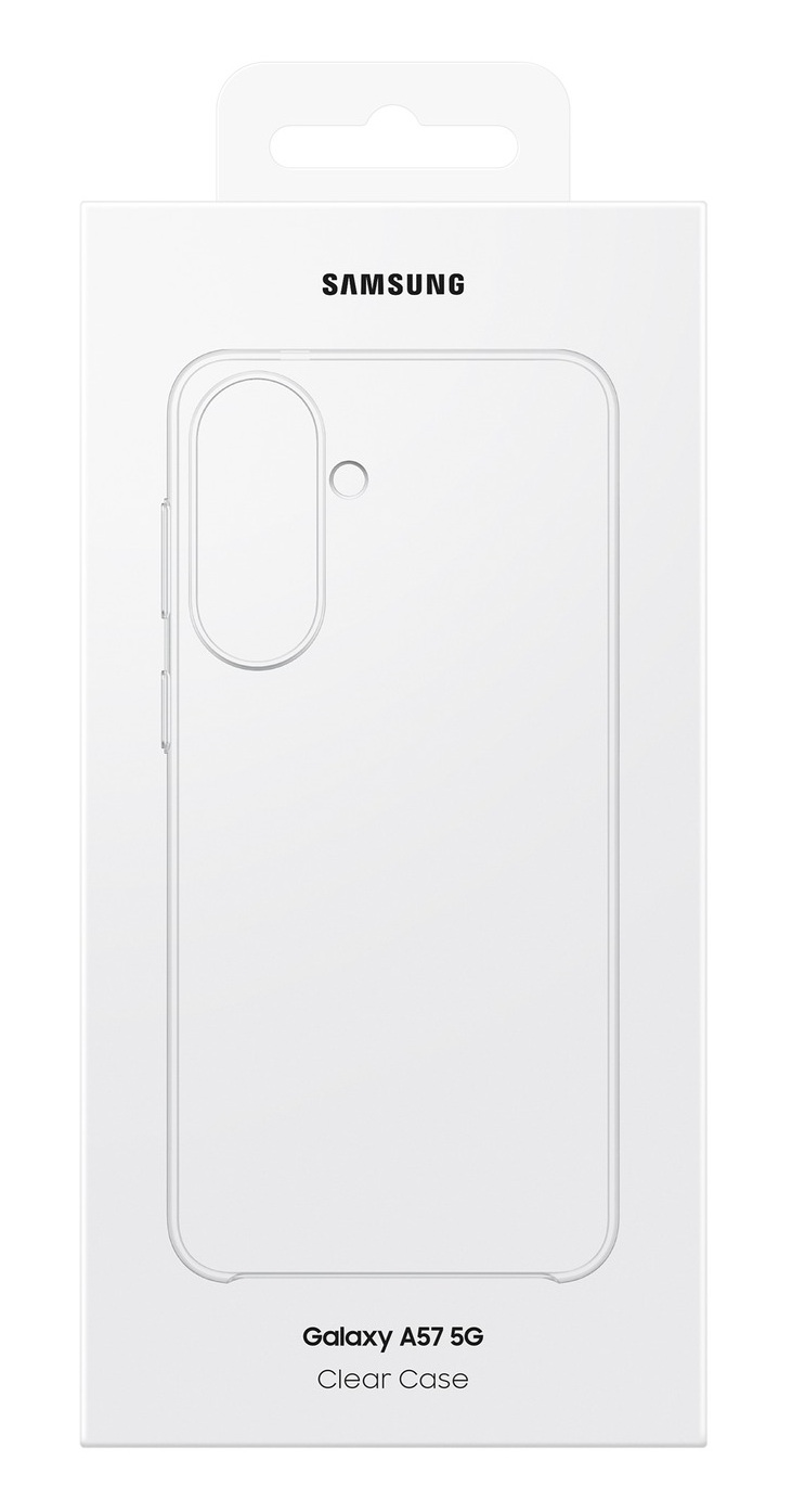 Białe pudełko na Samsung Galaxy A57 5G Clear Case z obrysem etui na telefon.
