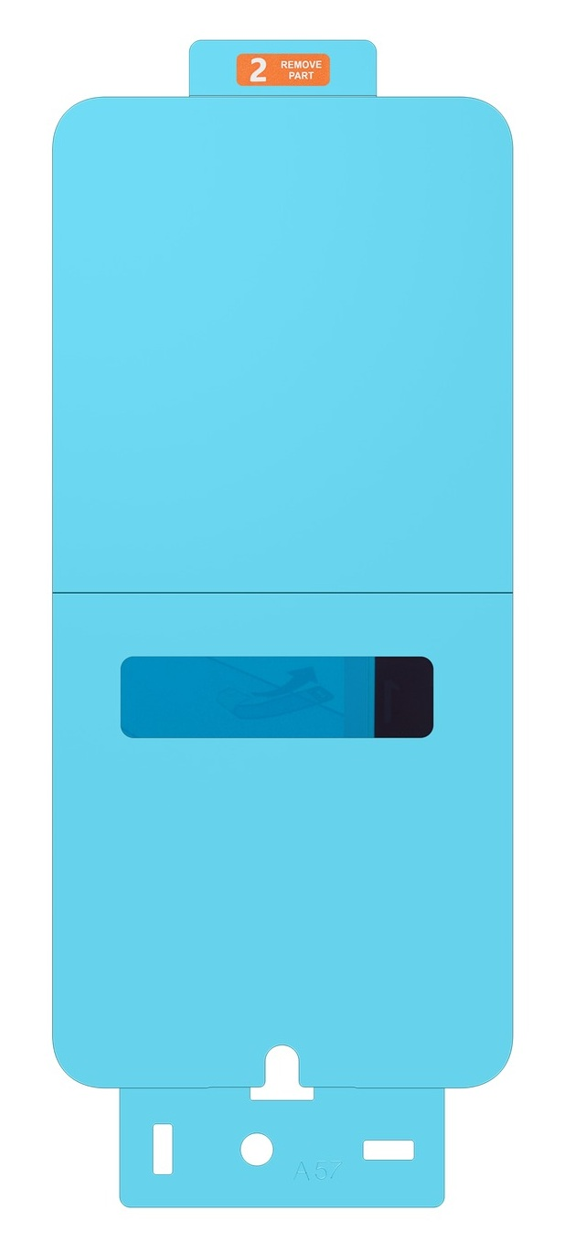 Jasnoniebieska część ochronna z naklejką "2 REMOVE PART".