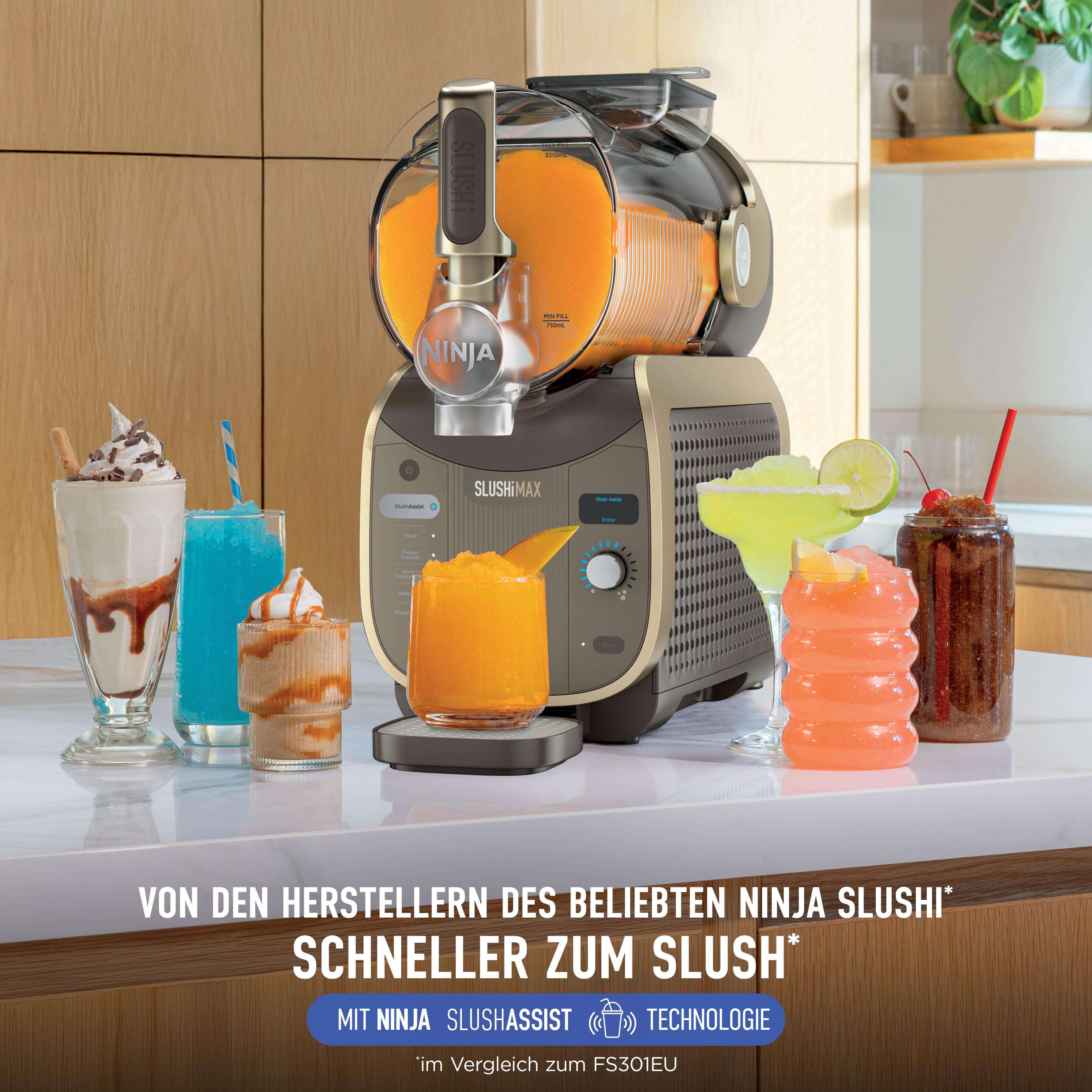 Ein Ninja Slushimx mit bunten Slush-Getränken und Cocktails.