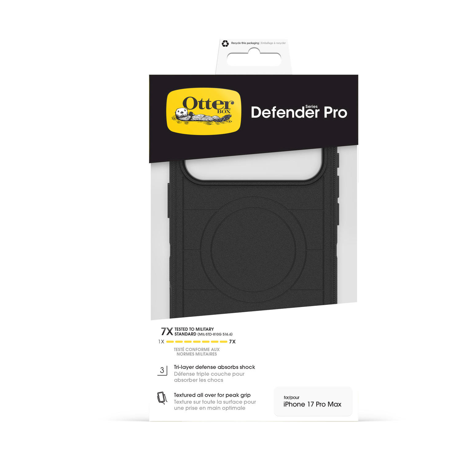 Custodia OtterBox Defender Pro per iPhone 17 Pro Max, testata standard militare.