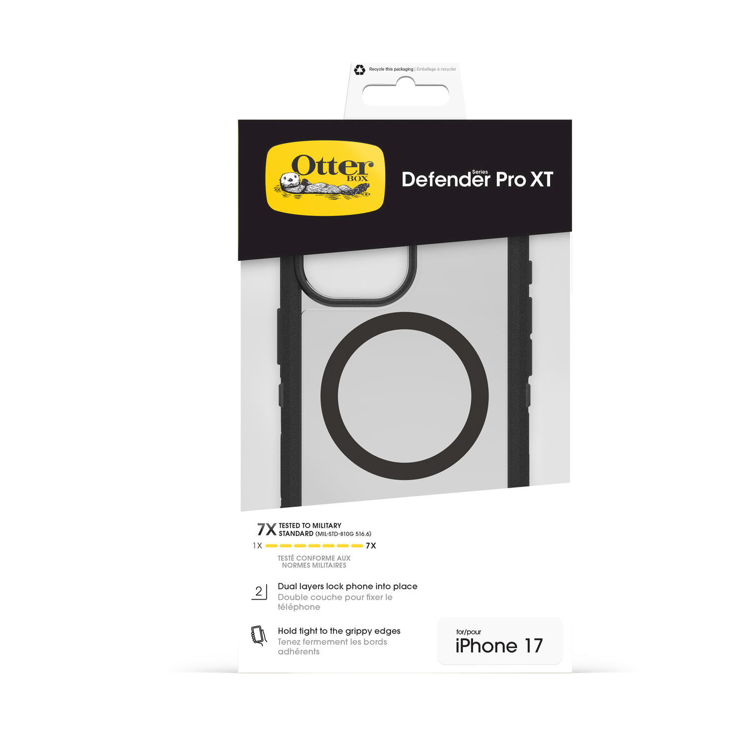 Custodia OtterBox Defender Pro XT per iPhone 17, nera, testata militarmente, doppio strato.