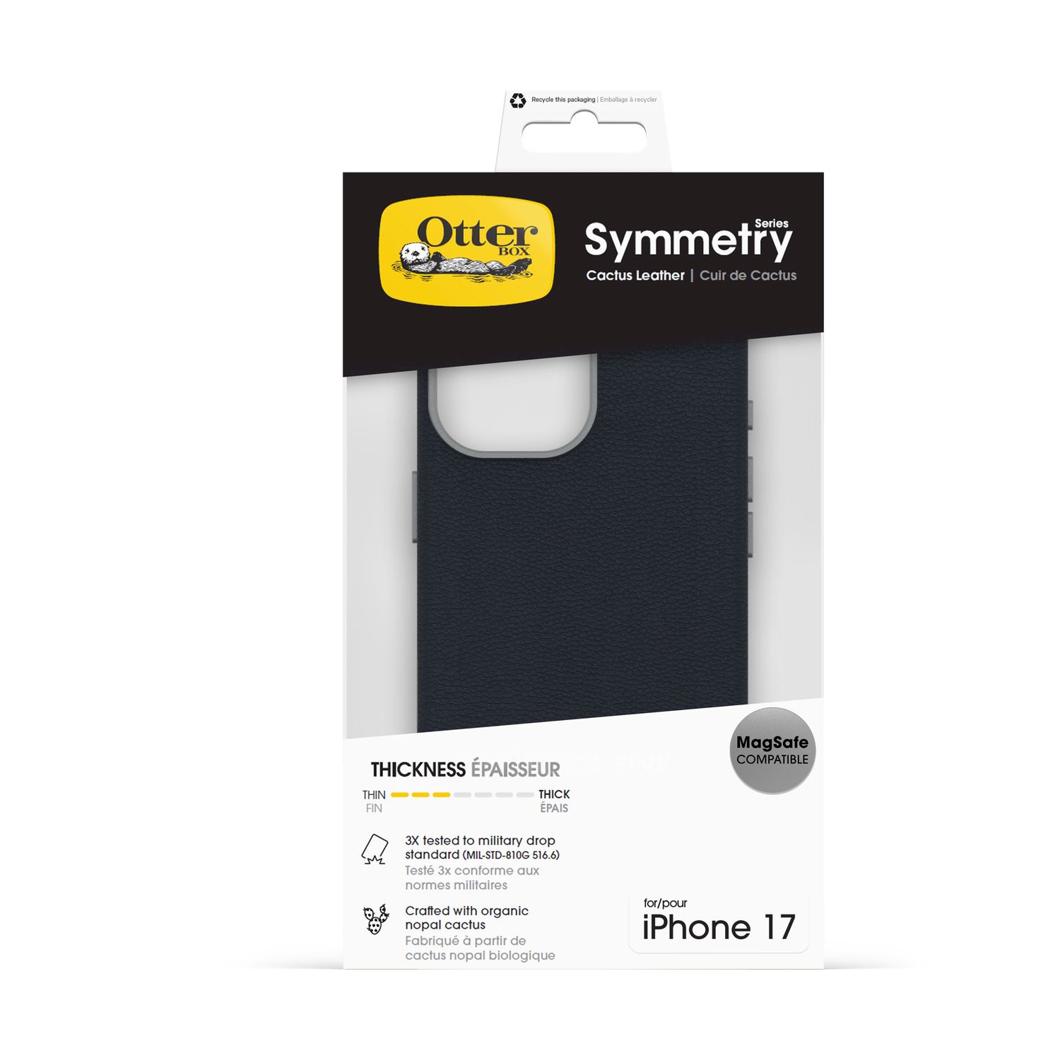 Custodia OtterBox Symmetry per iPhone 17 in pelle di cactus, compatibile MagSafe.