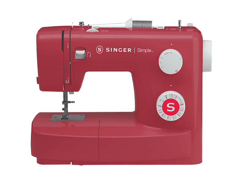Singer 3223BY Simple Nähmaschine (70 Watt, 23-Stiche, Knopflochfuß, Freiarmnähen, Beerenfarbe)