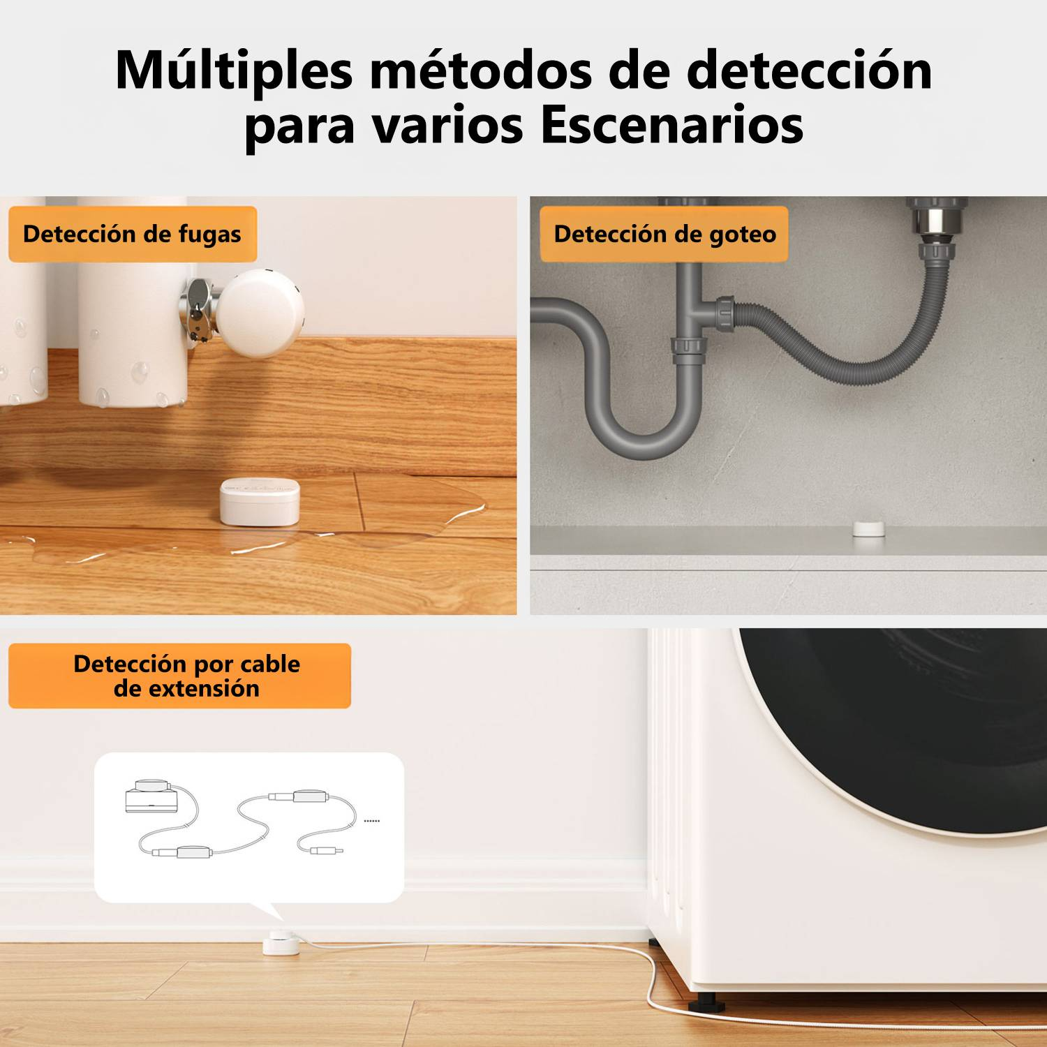 Múltiples métodos de detección para varios escenarios: detección de fugas, goteo y cable.