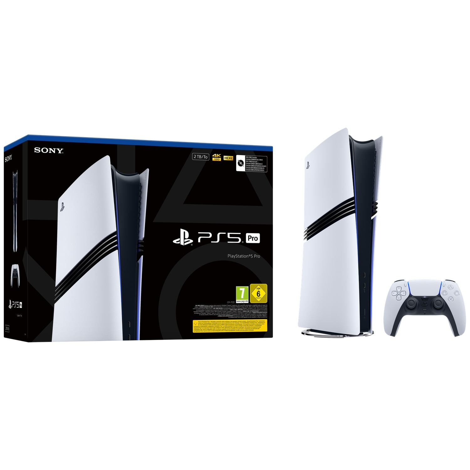 PlayStation 5 Pro console met controller en doos.