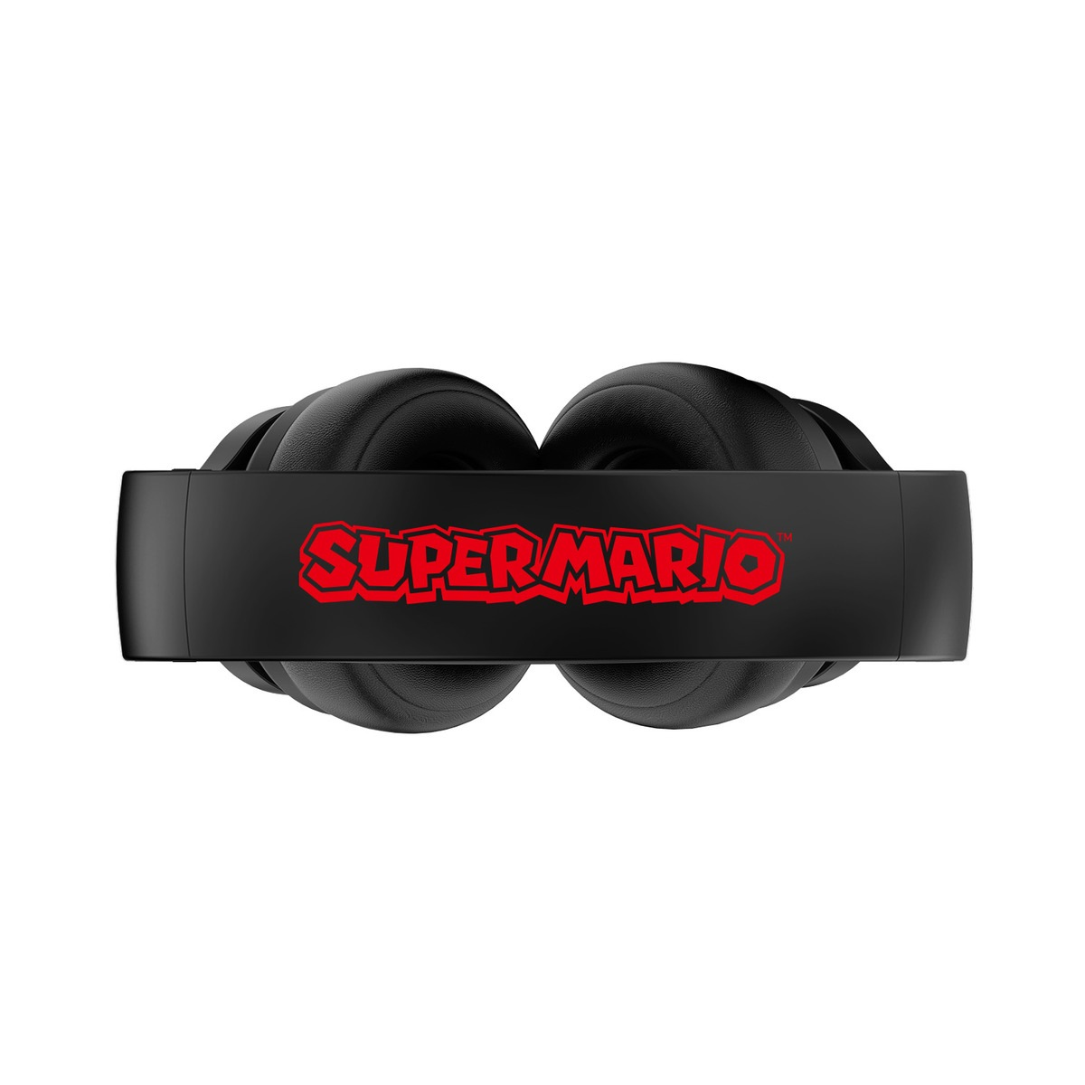 Auriculares negros con logo rojo de Super Mario en la diadema.