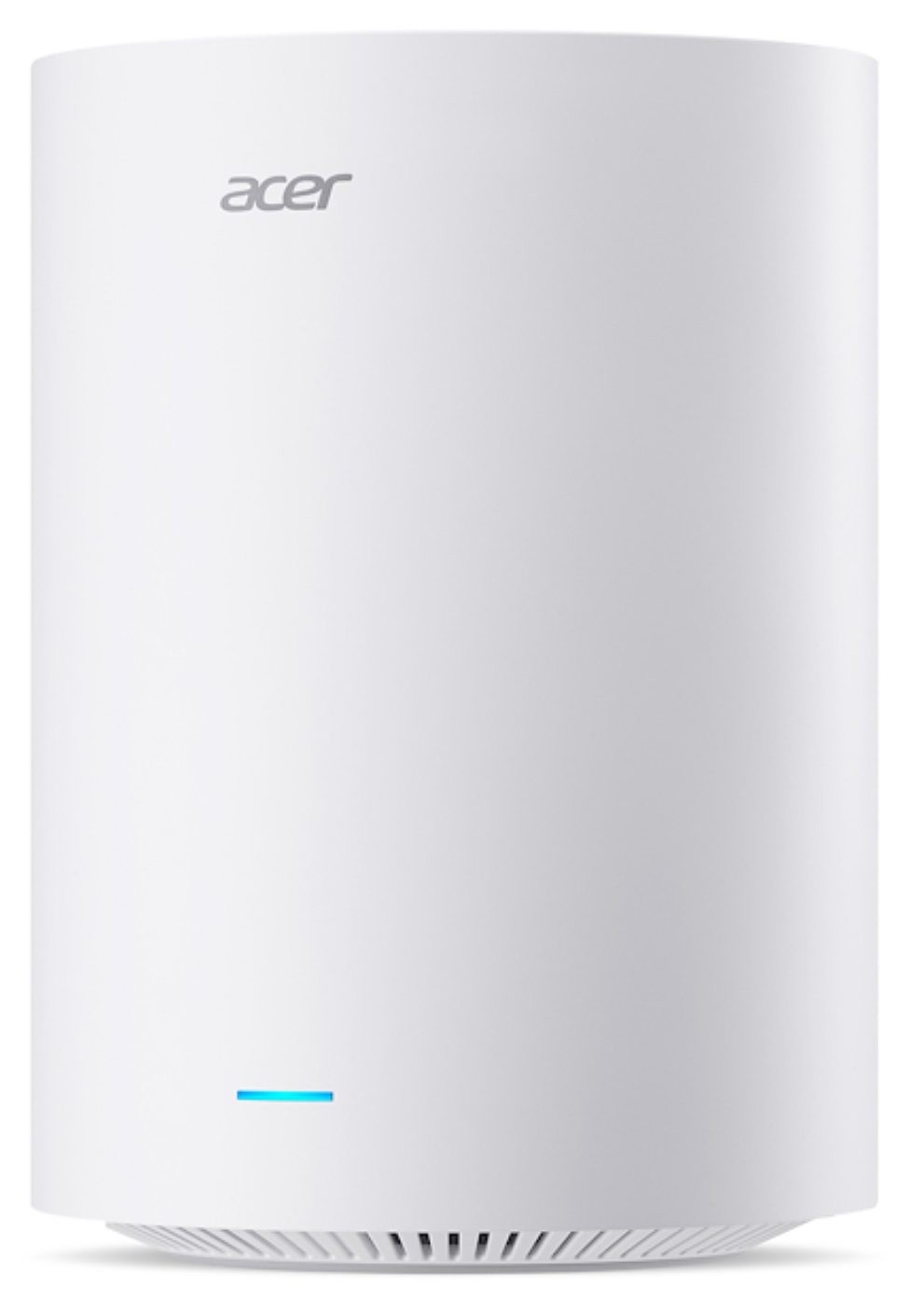 Un router Acer blanco con una tira de luz azul.