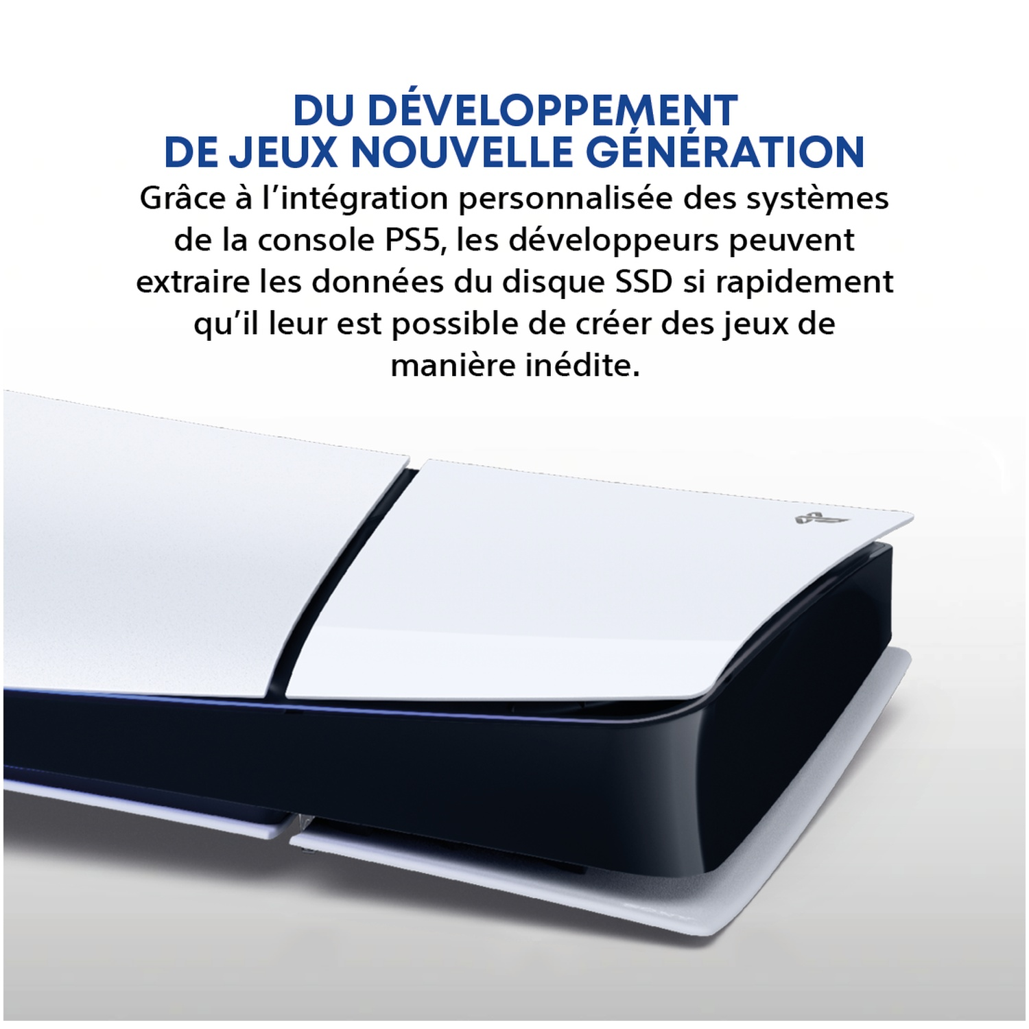 Une console de jeu blanche et noire promue pour le développement de jeux nouvelle génération.
