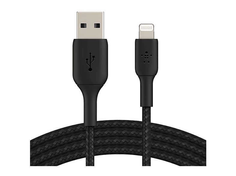 Belkin BoostCharge Pro trenzado Lightning a USB-A, 1 m, Universal, Negro