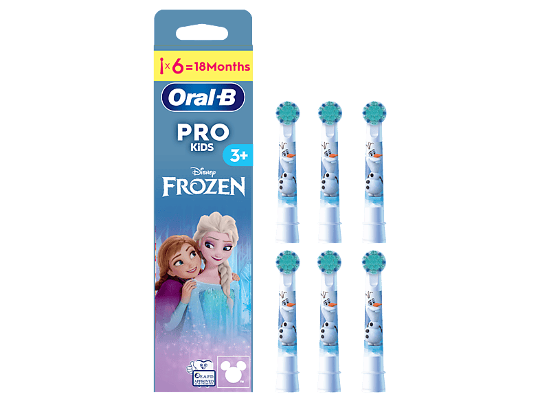 Recambio para cepillo dental - Oral-B Pro Kids 3+, Cabezales de recambio Disney Frozen, +3 años, Pack 6 unidades