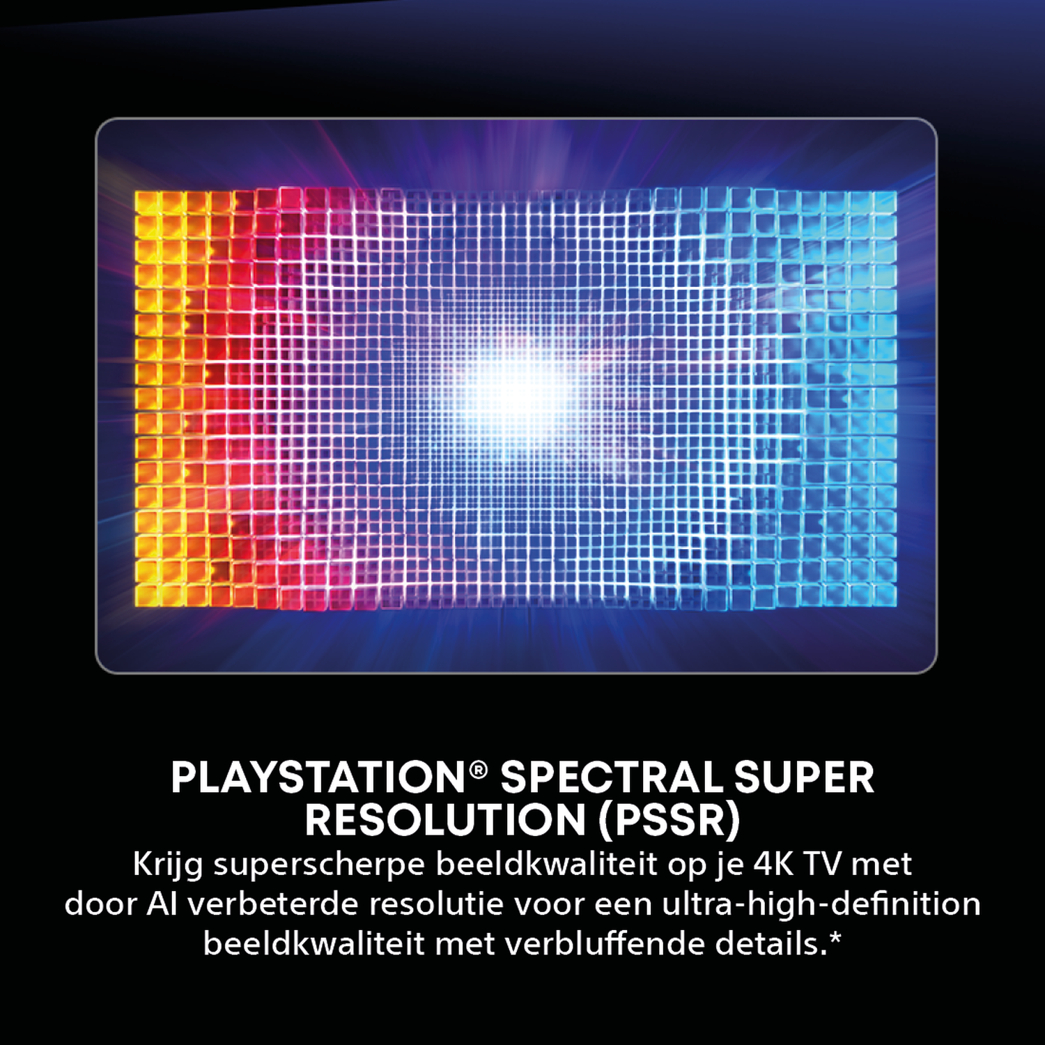 Abstract raster van pixels in rood, oranje, blauw en wit, die hoge resolutie voorstellen.
