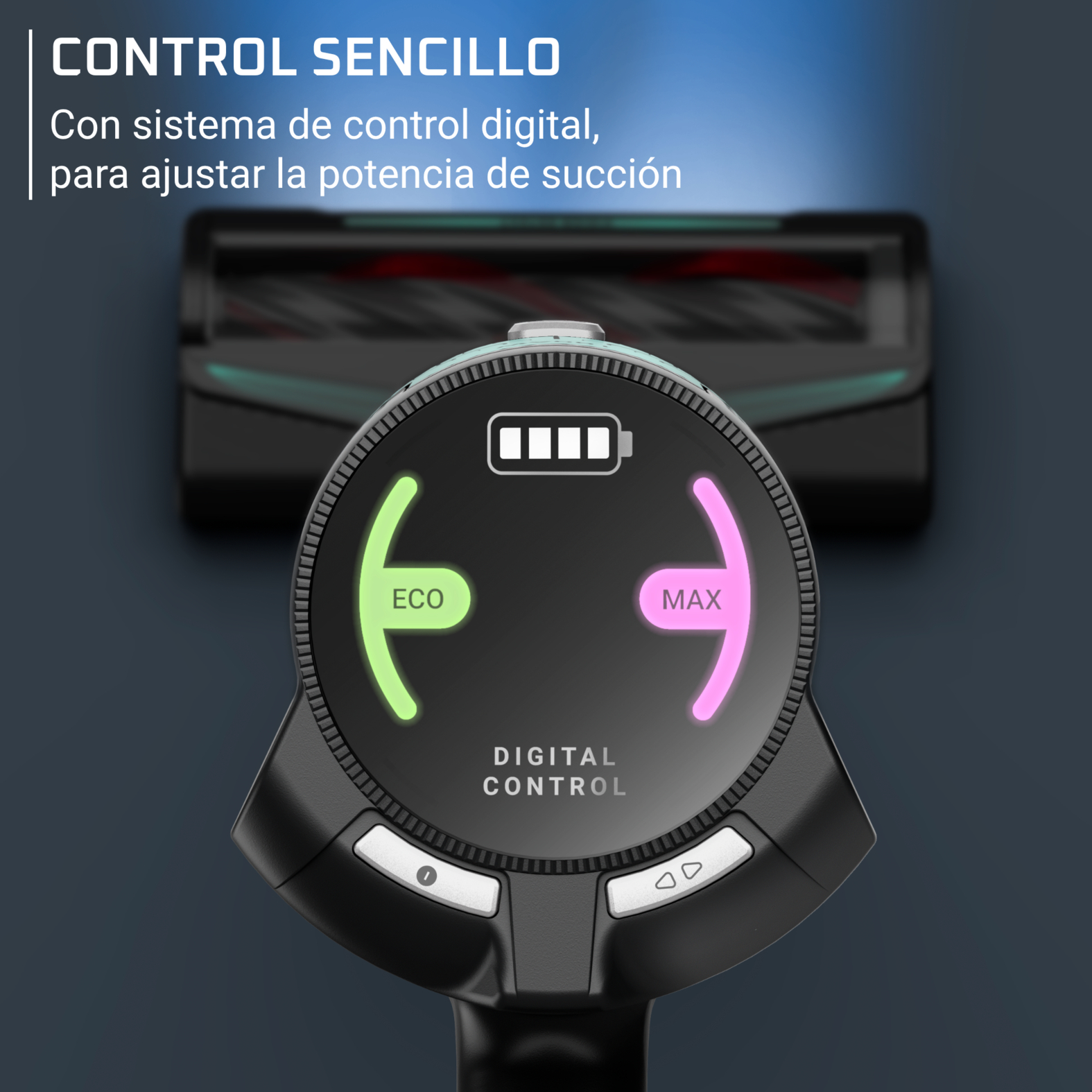 Control sencillo, con sistema de control digital para ajustar la potencia de succion