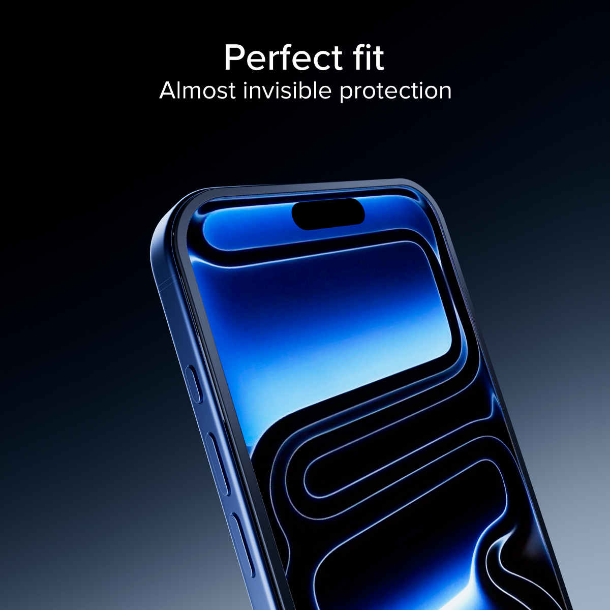 Ein blaues Smartphone mit einem dunklen Hintergrund. Perfekte Passform.