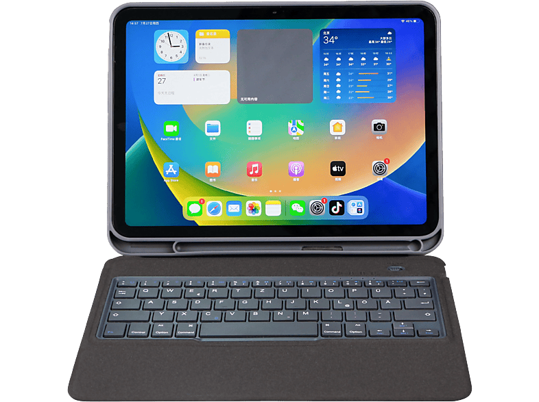 DEQSTER Slim Keyboard 2 (DE Layout), für iPad Air 13" (M2 / M3), Schutzhülle mit Tastatur, Space Gray