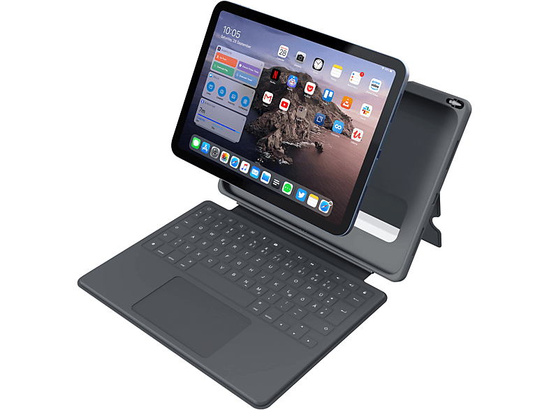 DEQSTER Smart Rugged Touch PLUS Keyboard (DE Layout), für iPad 10.9" (10.Gen.), Schutzhülle mit Tastatur, Space Gray — Foto 2 von 3