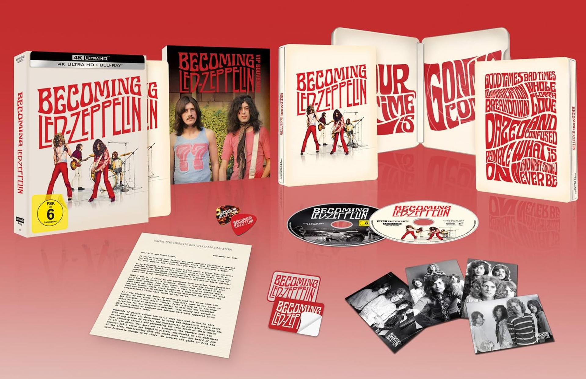 Becoming Led Zeppelin 4K-Box mit Blu-ray, CDs, Fotos und Brief.