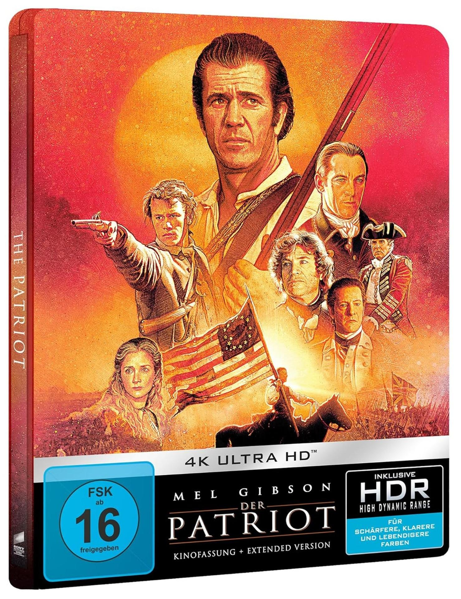 Filmplakat mit Mel Gibson als Patriot. "The Patriot" 4K UHD. FSK 16.
