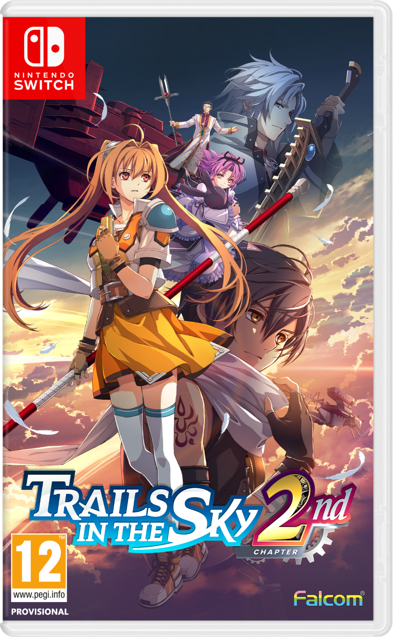 Okładka gry Nintendo Switch: Trails in the Sky 2nd Chapter z postaciami w stylu anime.
