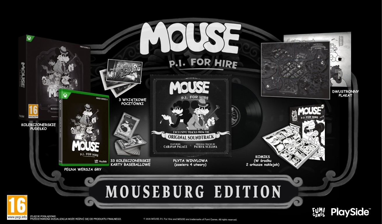Edycja "Mouseburg Edition" zawiera grę, ścieżkę dźwiękową na LP, komiks, plakat, karty kolekcjonerskie i pocztówki.