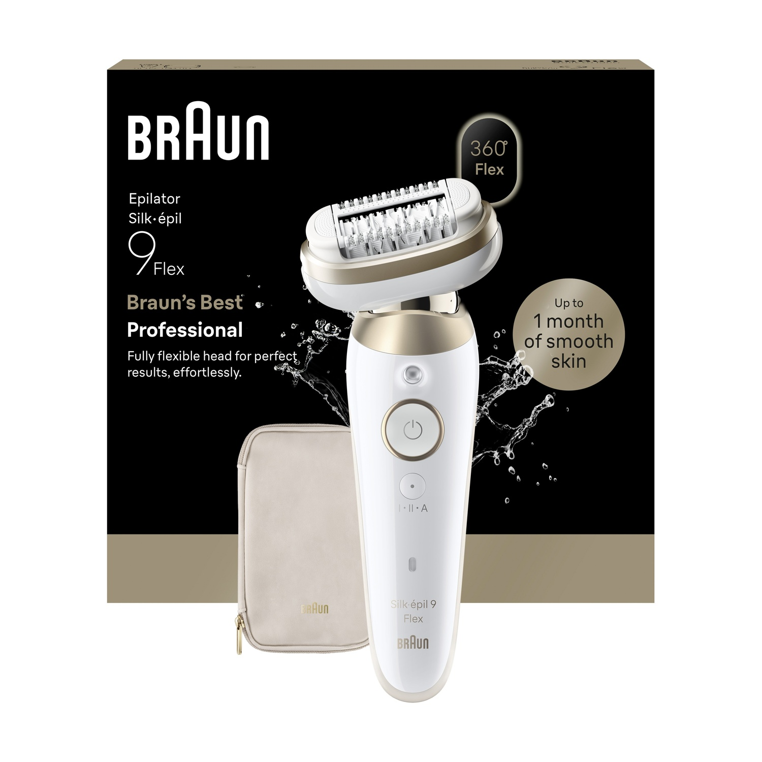 Epilatore Braun Silk-épil 9 Flex con accessori e descrizione.