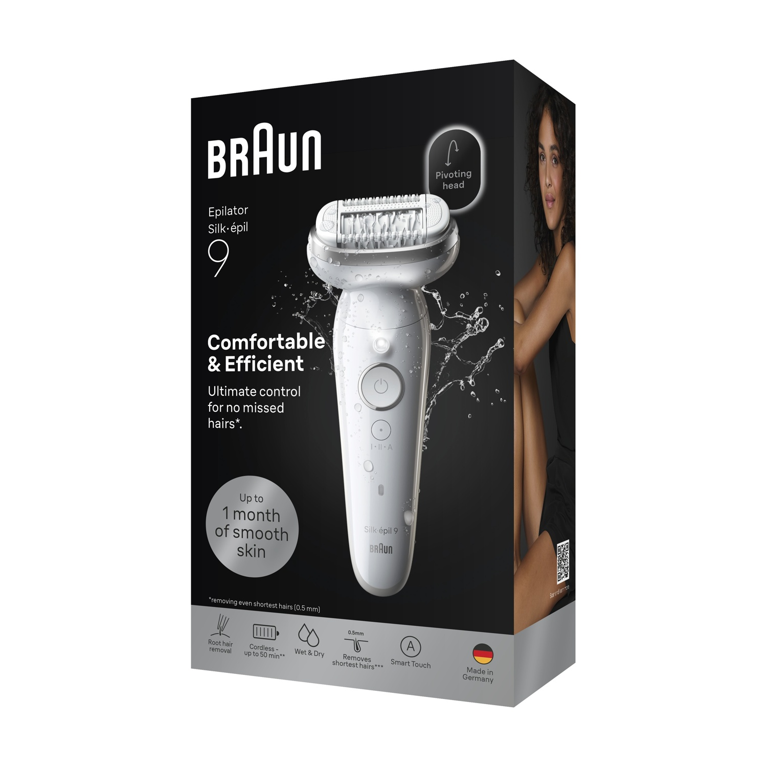 Epilatore Braun Silk-épil 9 con testina pivotante, per pelle liscia.